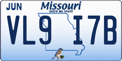 MO license plate VL9I7B