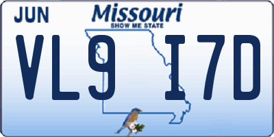 MO license plate VL9I7D