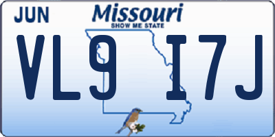 MO license plate VL9I7J