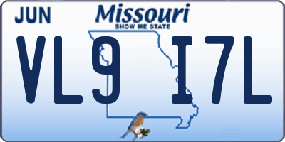 MO license plate VL9I7L