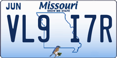 MO license plate VL9I7R