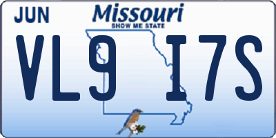 MO license plate VL9I7S