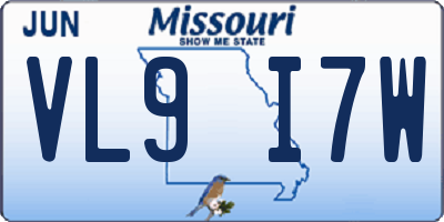 MO license plate VL9I7W