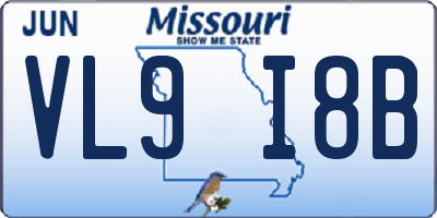 MO license plate VL9I8B