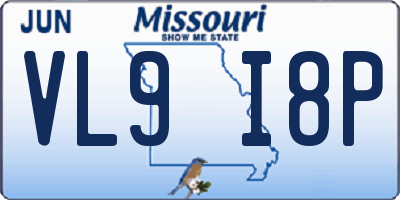 MO license plate VL9I8P