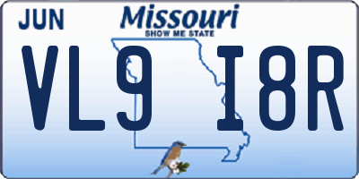 MO license plate VL9I8R
