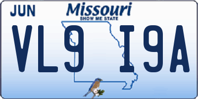 MO license plate VL9I9A