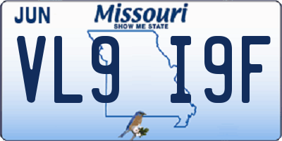 MO license plate VL9I9F