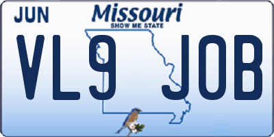 MO license plate VL9J0B