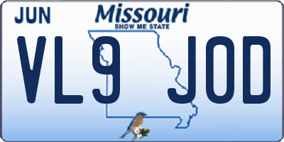 MO license plate VL9J0D