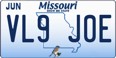 MO license plate VL9J0E