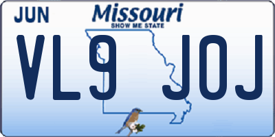 MO license plate VL9J0J
