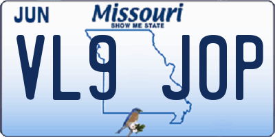 MO license plate VL9J0P