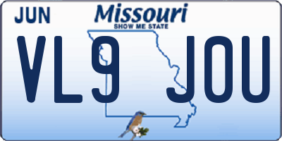 MO license plate VL9J0U