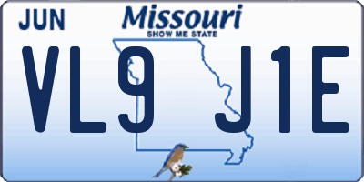 MO license plate VL9J1E