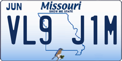 MO license plate VL9J1M