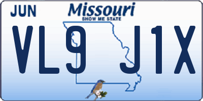 MO license plate VL9J1X