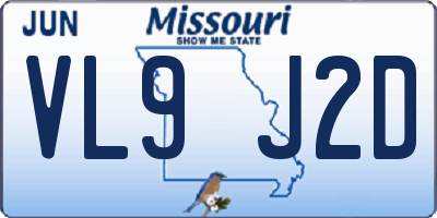 MO license plate VL9J2D