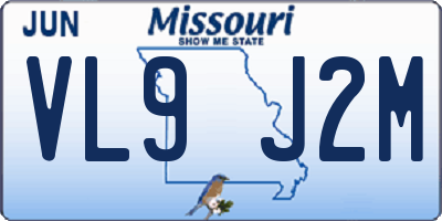 MO license plate VL9J2M