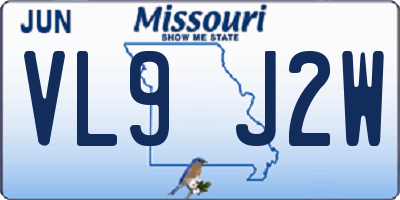 MO license plate VL9J2W