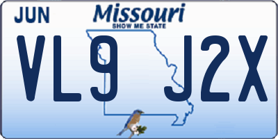 MO license plate VL9J2X