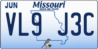 MO license plate VL9J3C