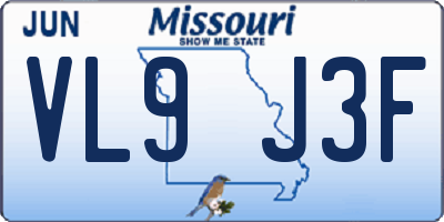 MO license plate VL9J3F