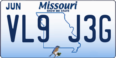 MO license plate VL9J3G