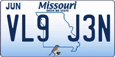 MO license plate VL9J3N