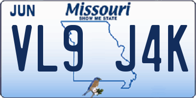 MO license plate VL9J4K