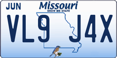 MO license plate VL9J4X