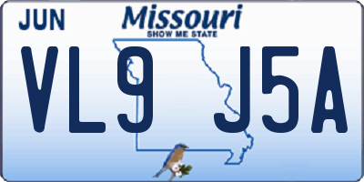 MO license plate VL9J5A