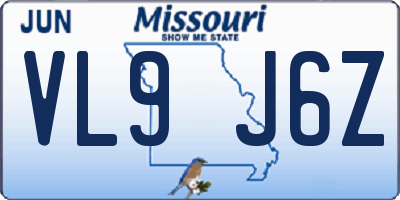MO license plate VL9J6Z
