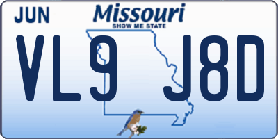 MO license plate VL9J8D