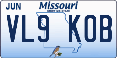MO license plate VL9K0B