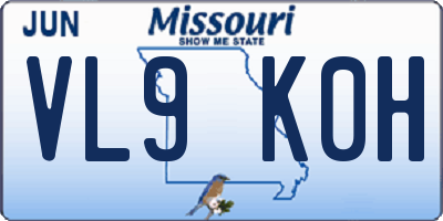MO license plate VL9K0H
