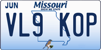 MO license plate VL9K0P