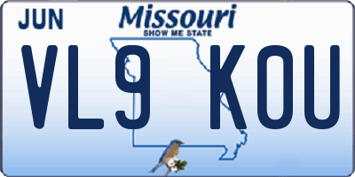 MO license plate VL9K0U