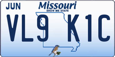 MO license plate VL9K1C
