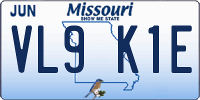 MO license plate VL9K1E
