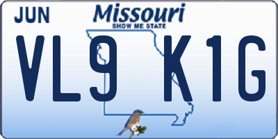 MO license plate VL9K1G
