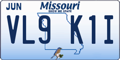 MO license plate VL9K1I