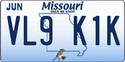MO license plate VL9K1K