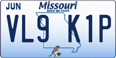 MO license plate VL9K1P