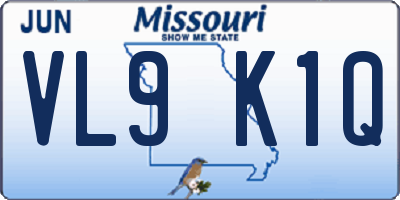 MO license plate VL9K1Q