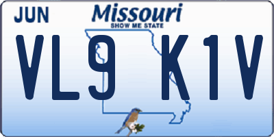 MO license plate VL9K1V