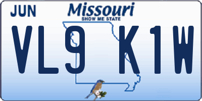 MO license plate VL9K1W