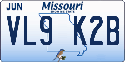 MO license plate VL9K2B