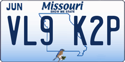 MO license plate VL9K2P