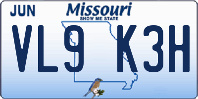MO license plate VL9K3H